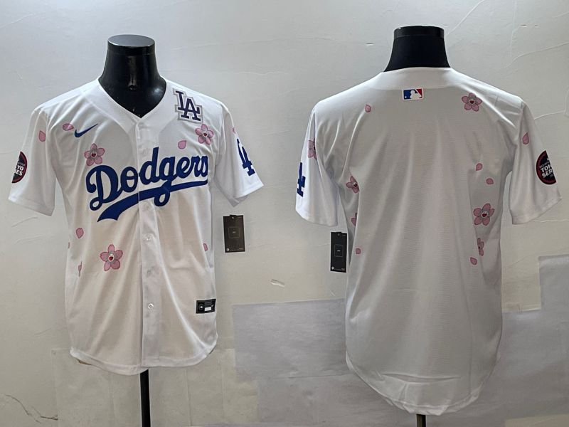 Men Los Angeles Dodgers Blank White Sakura Edition 2025 Nike MLB Jersey style 5->more nhl jerseys->NHL Jersey